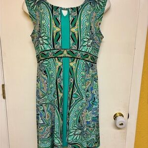 Apt. 9 Teal and Black Paisley Midi Dress